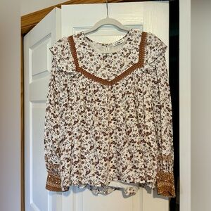 Floral Brown and White Women's Top